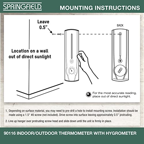 Springfield Vertical Thermometer And Hygrometer, Indoor Outdoor Thermometer, Wireless Humidity Meter For Patio, Garden, Or Nursery Areas (9.125-Inch) #TOP4