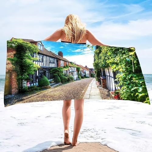 Tizhweqo Italia Telo Mare, Microfibra Asciugamano da Spiaggia, Teli Mare Strada Italiana, Asciugatura Rapida Antisabbia Teli Mare per Campeggio Bagno 3D Telo Mare 150x70 b1646