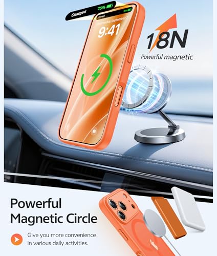Image of FNTCASE for iPhone 17 Pro Max Case: [Compatible with Magsafe] Translucent Matte Cases with [Full Camera Protection] [Screen Protector] Military Grade Shockproof Protective Phone Cover - Orange