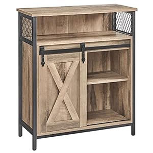 VASAGLE Sideboard Eichenbraun-Schwarz LSC089B50