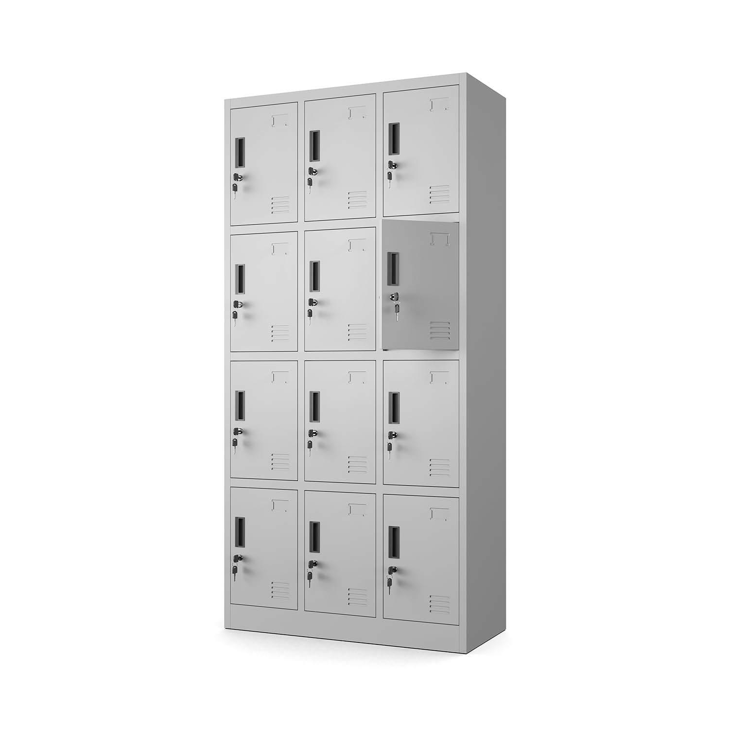 Muralo Armario Metálico de 12 Compartimentos 185x90x40 cm - Gris Claro