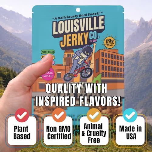 Image of Louisville Jerky Co. Smoked Black Pepper Vegan Jerky, 3 oz, 5-Pack | 5g Protein, Plant-Based Protein Snack, Vegetarian Jerky, Meatless, Savory, Ready-to-Eat, Vegan Beef Alternative, Travel Ready