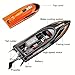AUHIFVAX High Speed Remote Control Motor Speedboat, Up to 25km/ H Speed, Ship Flip Reset, Low Power/Overboard Night Light Tips, Specially Suitable As A Christmas, Halloween, Birthday (Orange)