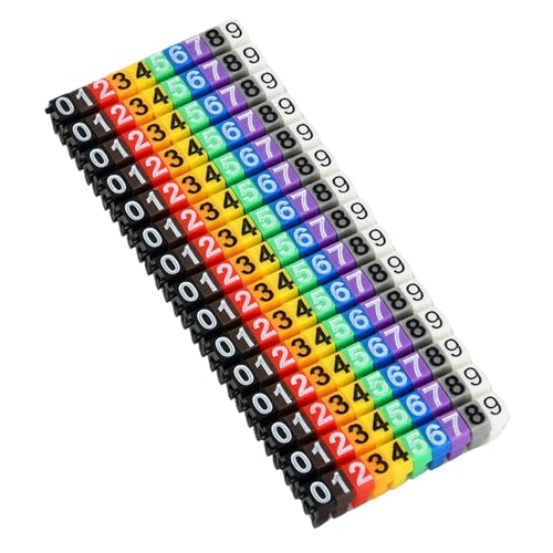 Repere Fil Electrique, Numéro de Fil, Clips de Câble Colorés, Numérique 0-9 Numéros de Fil Autocollants Marqueur de Câble, Jeu de Marqueurs de Câble de Tube pour Marqueurs de Câble (150pcs 1.5mm²)