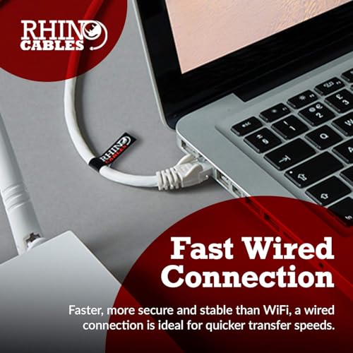 rhinocables CAT 6 High-Speed Gigabit Ethernet Cable - Patch Network Lead for LAN| Snagless UTP With LSZH Jacket | RJ45 Connector - Internet, Router, Modem, Smart TV, PC & More (2m, White, Pack of 1) - Image 5