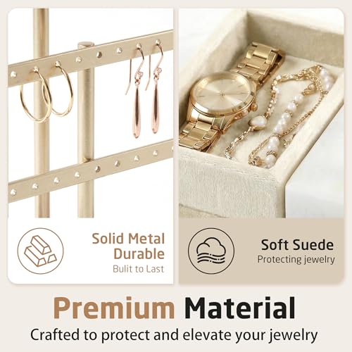 Soporte de joyería de mármol natural beige de 3 niveles extra resistente 6