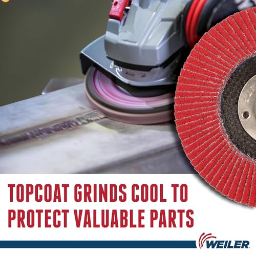 Image of Weiler 50107 Saber Tooth 5 /8 inch-11 Arbor, 4-1 /2 inch Diameter, 80 Grit, Ceramic, Phenolic Backing, Angled Abrasive Flap Disc (Pack of 10)