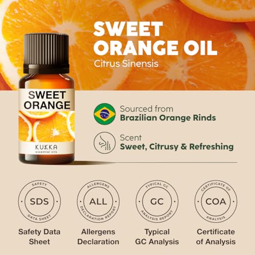 Image of 100% Pure Sweet Orange Oil - 0.34 Fl Oz Sweet Orange Essential Oil for Hair, Skin, Diffuser, Aromatherapy & DIY Soap Making Scent