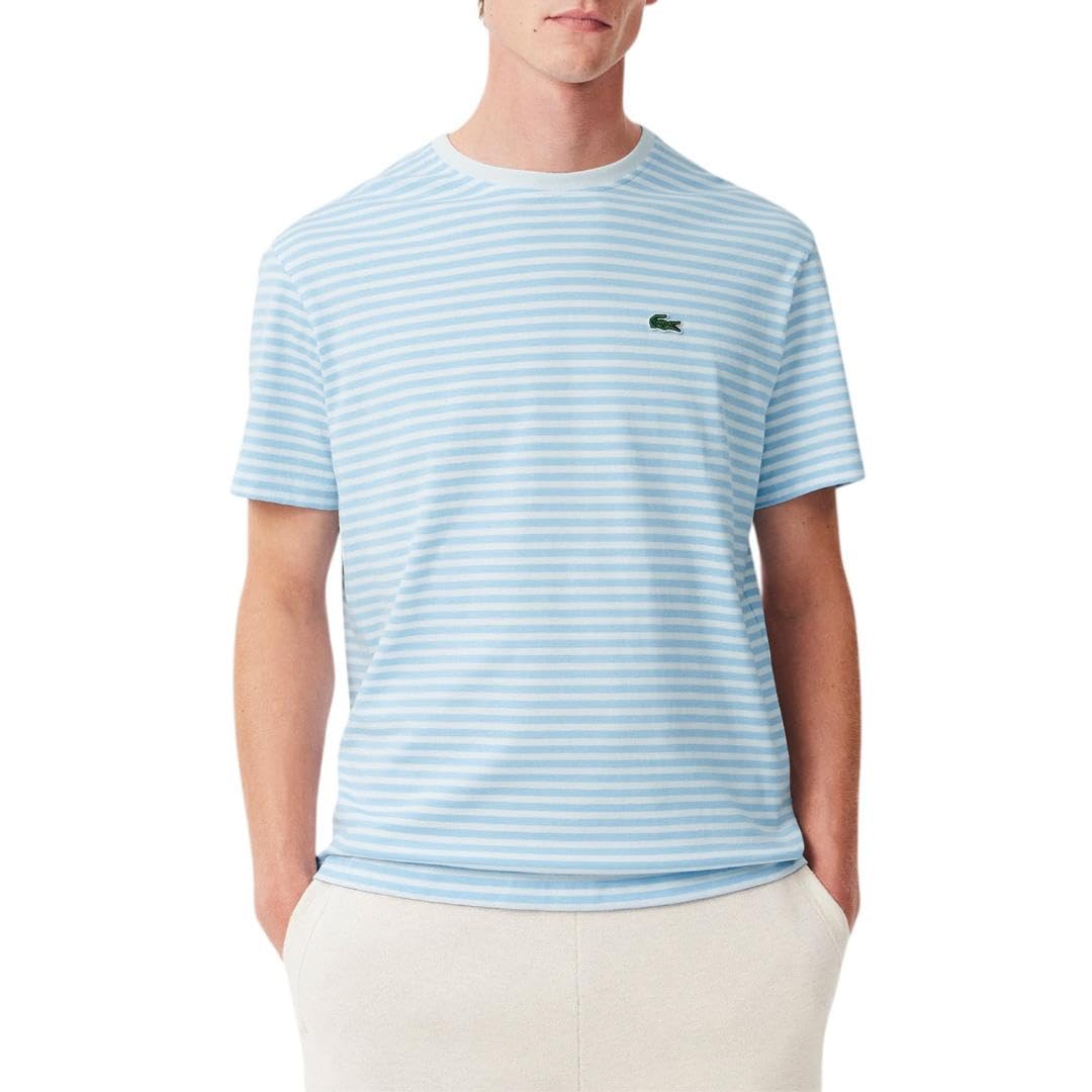 Lacoste Men's Short Sleeve Classic Fit Stripped Crew Neck Tee Shirt