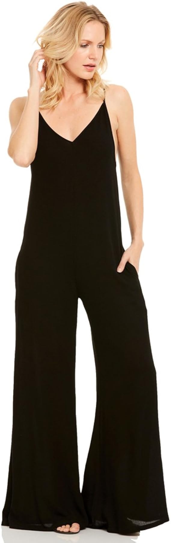 black spaghetti strap jumpsuit