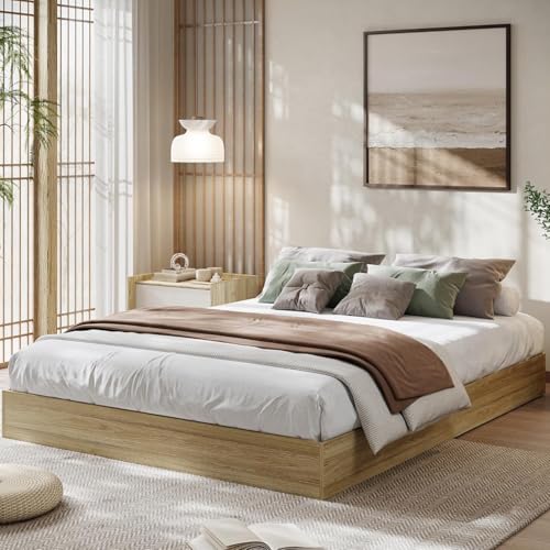 SunnyFurn Queen Wood Platform Bed Frame