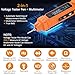 Neoteck 2 in 1 Pen Type Digital Multimeter Non-Contact Voltage Tester 6000 Counts Intelligent Multimeter with LCD Display for AC/DC Voltage Resistance Diode Continuity Capacitance Frequency-Orange