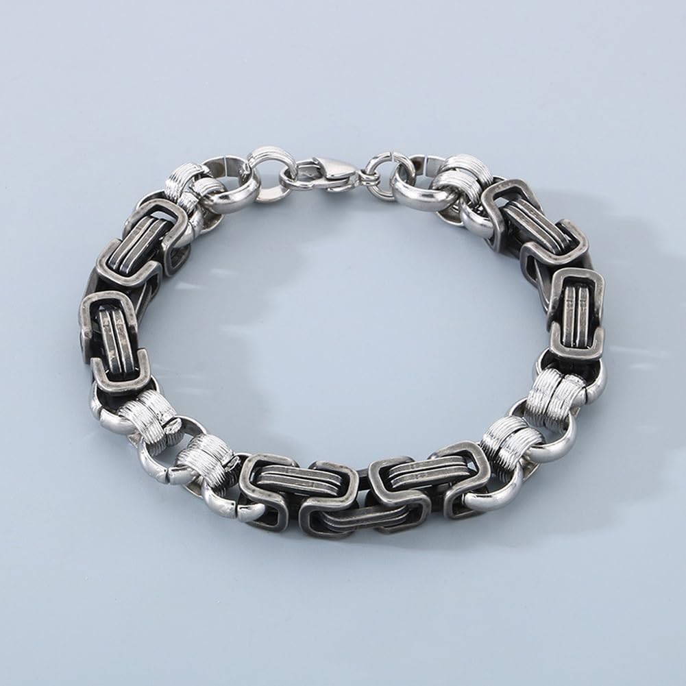 Men's Titanium Chain Bracelet - Antique Black Stainless Steel Emperor Bracelet Punk Curb Link Hip Hop Wristband - 20cm (7.87in) - Image 2