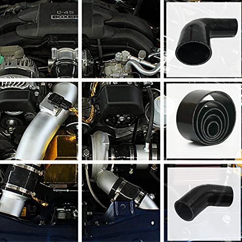 Aotokoop Universal 4-Ply High Performance 45 Degree Elbow Coupler Silicone Hose Id 4.5" (114Mm) For Turbo/Intercooler/Intake Piping With T-Bolt Clamps 2Pc - Black (No Logo) #TOP5