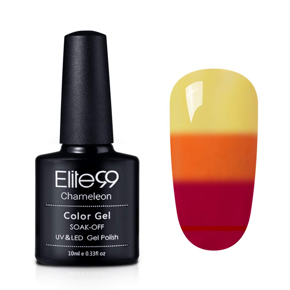 Elite99 Soak Off Gel Nail Polish,UV LED Three-color Thermal Temperature Color Changing Nail Lacquer,Professional Manicure Salon 10ML 4224