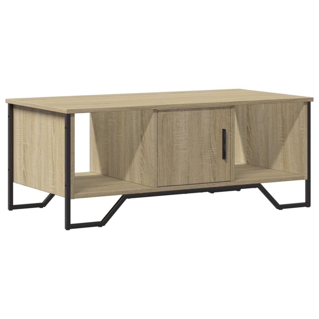 Table Basse Chêne Sonoma 100x51x40 cm - Table de Salon Rectangulaire Bois et Métal
