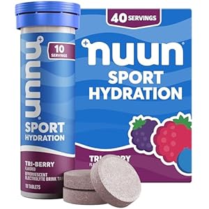 Nuun Sport Electrolyte Tablets with Magnesium, Calcium, Potassium, Chloride & Sodium, Gluten Free & Vegan, Tri-Berry, 4 Pack (40 Servings Total)
