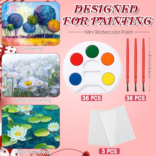 Sabary 24 Set Mini Watercolor Paint Set Gifts Bulk Include Watercolor Painting Kits with Seal Bags and Sheets Glue Points Cards DIY Gifts for Art Party Supplies Favors Birthday by Sabary - Image 3