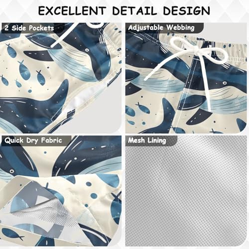OREZI Boys Swim Trunk Shorts Watercolor Blue Whale Bathing Suit for Kids Teens3