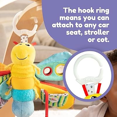 لعبة مقعد السيارة وعربة الأطفال Lamaze Clip On - Freddie the Firefly - تتضمن عضاضة Lady Bug - ألعاب تجعد حسية عالية التباين للأطفال - ألعاب سفر للرضع - للأعمار من 0 شهر فما فوق