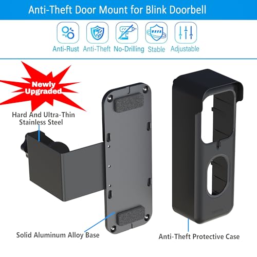 Image of Blink Doorbell Mount,New Upgrade Anti-Theft Doorbell Mount for All Blink Video Doorbell (1st&2nd）, No-Drill Door Mount with Protective Case, No Block Sensor & Night Vision (Black)