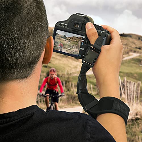 Usa Gear Camera Wrist Strap With Padded Neoprene Design, Comfortable Support And Quick Release Buckles - Compatible With Canon, Fujifilm, Nikon, Sony And More Mirrorless Camera Hand Strap (Black) #TOP1
