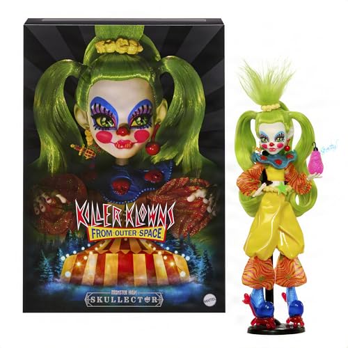Monster High Skullector Shorty Doll, Killer Klowns from Outer Space Collectible with Green Hair, Yellow Clown Clothes, Balloon Shoes and Doll Stand (Amazon Exclusive)