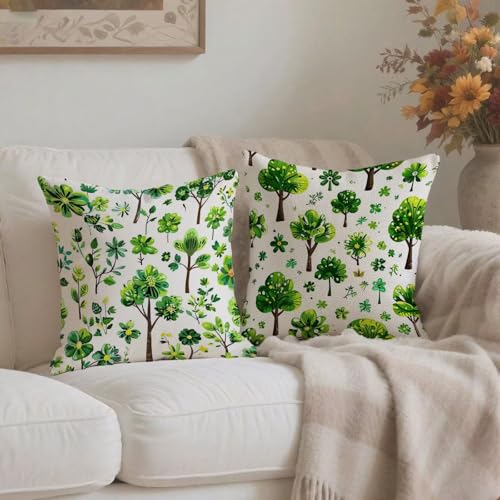 Housse de coussin lin vert imperméable 80x80 cm double face vintage