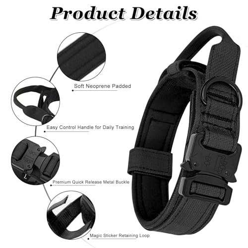 Ledeak Tactical Dog Collar, Padded Breathable Soft Nylon Pet Collar with Heavy-Duty Metal Buckle - Image 3