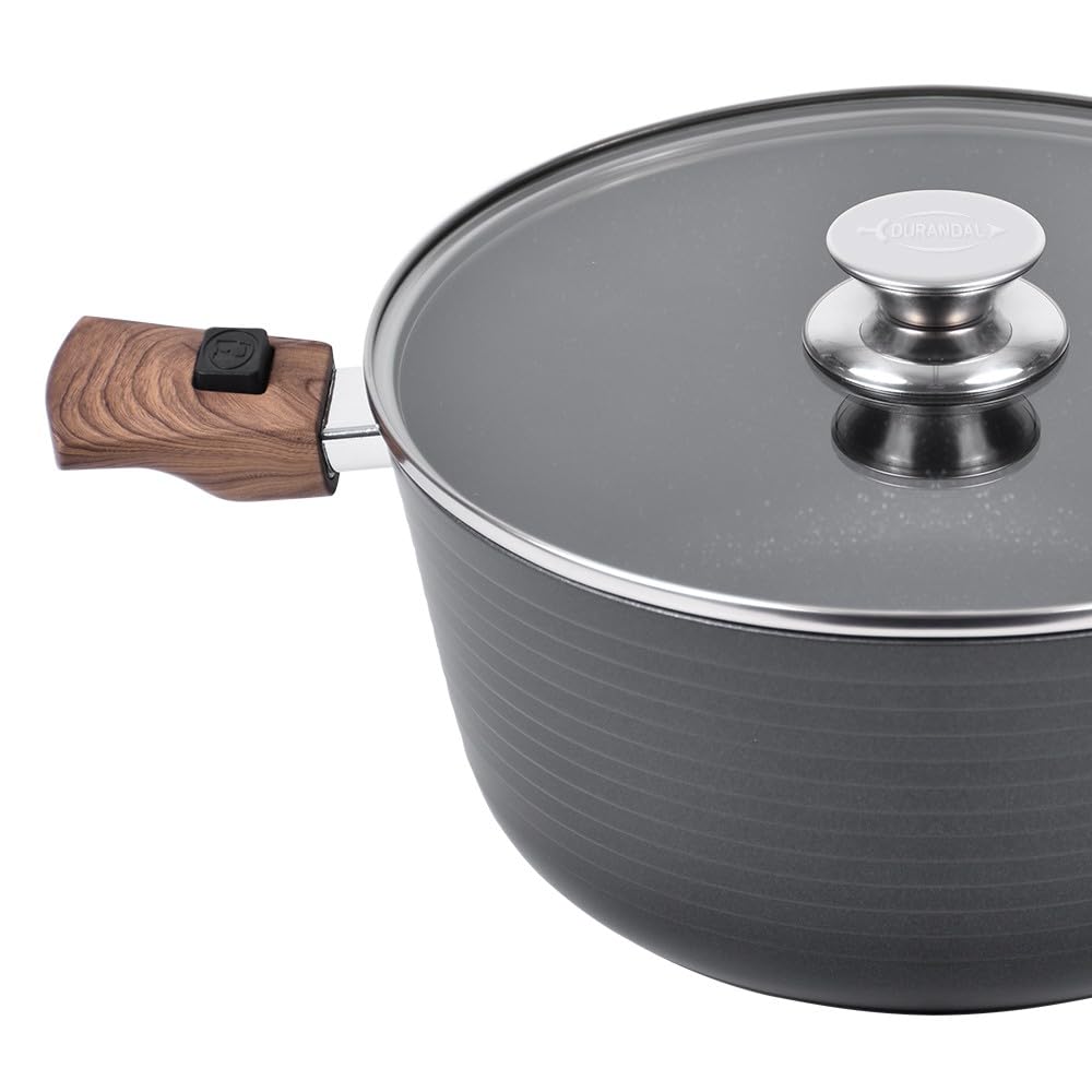 Durandal Faitout antiadhésif 28cm Légende avec couvercle en verre inclus et poignées amovibles - Faitout 6,3L