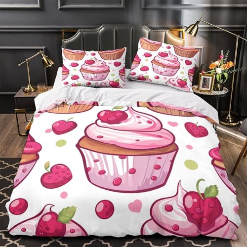Parure de lit hypoallergique cupcake housse microfifre 3D - 2