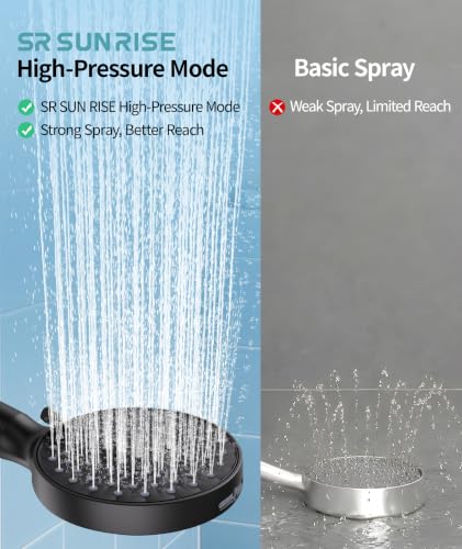 Image of SR SUN RISE Filtered Shower Head with Handheld High Pressure 9 Spray Mode Showerhead Detachable Shower Head Water Softener Filters Beads for Hard Water Remove Chlorine 1 Filter 1.8GPM Matte Black