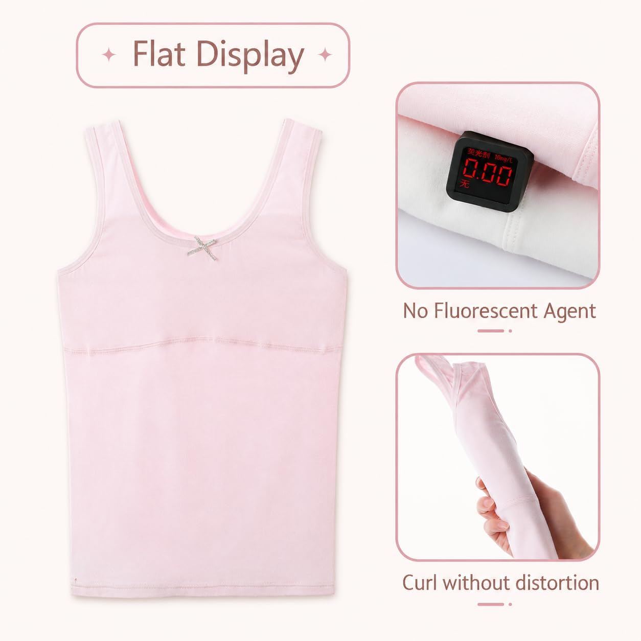 Girls Tank Tops 4-Pack with Thin Cotton Lining,Training Undershirts for Girls 7-12 Years