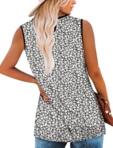 KISSMODA Womens Flora Print Tank Tops Ribbed Summer Shirt Sleeveless Summer Casual Women Blouses(S-3XL)
