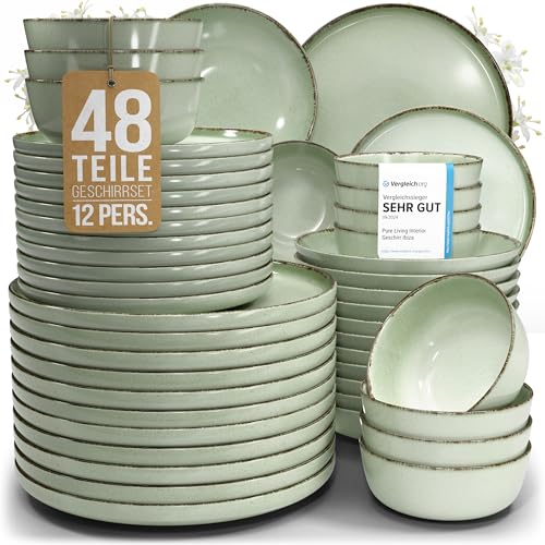 Steingut Geschirrset 12 Personen Rustic 48 tlg. TESTSIEGER,...