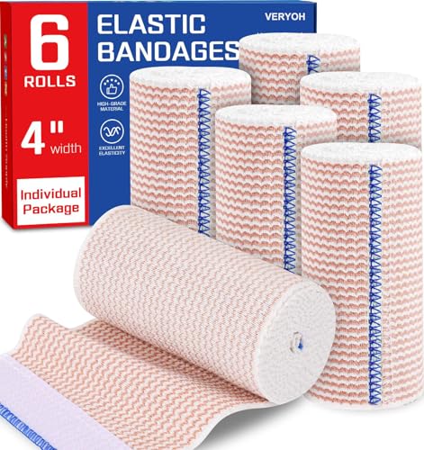 Elastic Bandage Wrap 4 Inch, Compression Wrap Bandage for Legs, Lymphedema Wraps for Legs, Ankle, Knee, Tummy, Body-6 Pack miniatura 1