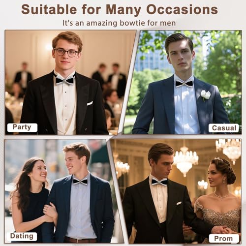 Image of Men's PU Velvet Rhinestone Bow Tie for Wedding