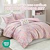 Intelligent Design Queen Comforter Set, 4 Piece Metallic Hearts Bedroom Set for Girls, Queen Bed Set Soft Plush Comforter, Rosalie All Season Fluffy Bedding Set, Full/Queen, Pink Multi/Gold 4 Piece #1
