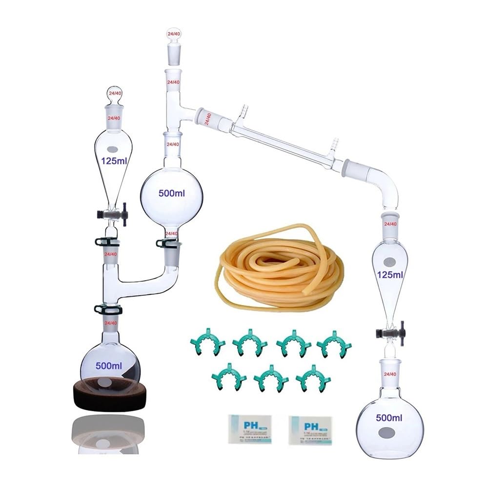 Vetreria da laboratorio Set da 25 pezzi da 500 ml 24/40 Kit essenziale for apparecchi a vapore