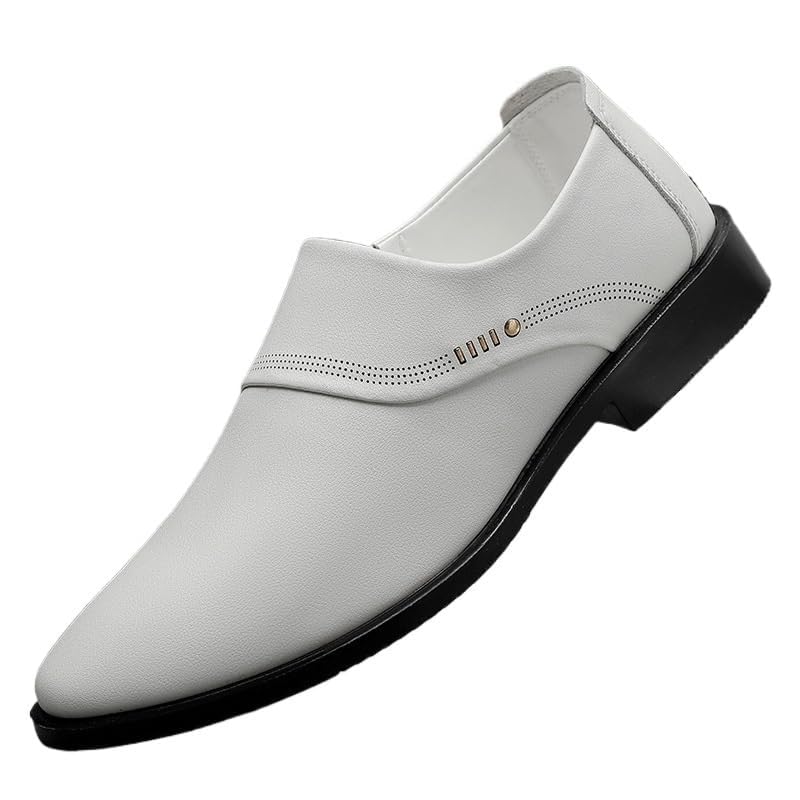 YZABEL Men's Patent Leather Slip On Oxfords Shoes, Stylish Pointed Toe Flat Low Top Casual Shoes, Soft-Soled Non-Slip for Daily Commuting Activity