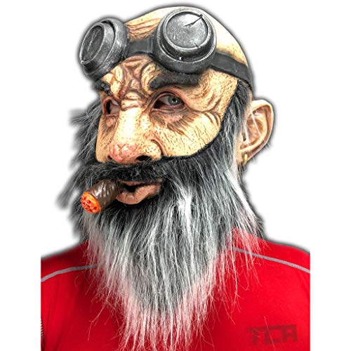 HAIRY BIKER MASK, Old Man, Grey Beard, Harley Full Face Biker Mask, Adult, One Size, Bikers Goggles, American Flag, Halloween