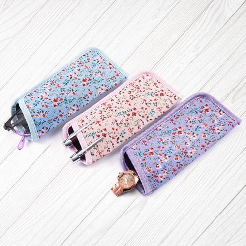 Image of TRIUMPH VISION Reading Glasses Pouch Eyeglass Sleeve Soft Case Slim 3 Pack | Alternative to Bulky Case Lightweight,Neoprene Lined Padded Protect Optical lens Slip in, Cute Pattern Portable for Daily Use