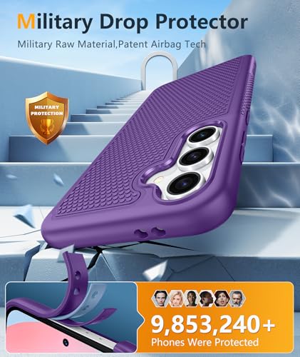 Image of FNTCASE for Samsung Galaxy S24-FE Case: Dual Layer Protective Heavy Duty Cell Phone Cover | Shockproof Rugged with Non-Slip Textured | Military Grade Drop Protection Bumper Tough (Purple)