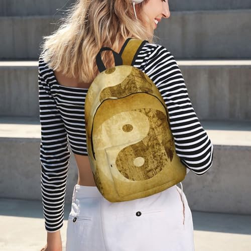 Mochila de mano para laptop con compartimentos y estampado Yin Yang 7