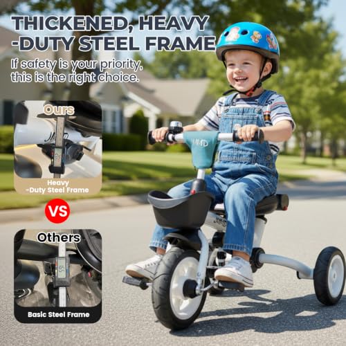 Image of JMMD 8-in-1 Foldable Toddler Tricycle for Ages 1-5, Portable Trike Stroller