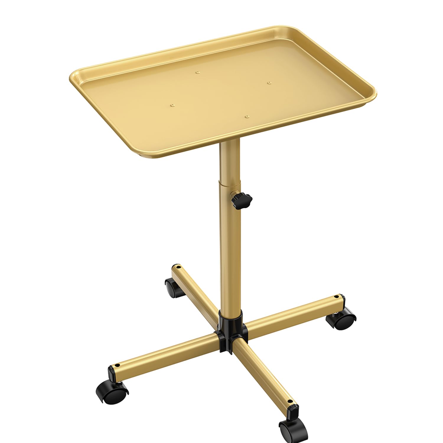 JOSTZHXIN Salon Tray Cart, Salon Rolling Tray Adjustable Height, Tattoo Tray, SPA Rolling Trolley Tray for Beauty Hairstylist Dental Clinic,Champagne Gold