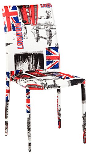 CRIBEL Londra Lot de 4 chaises Revêtement en Tissu Motif Graphique Londres