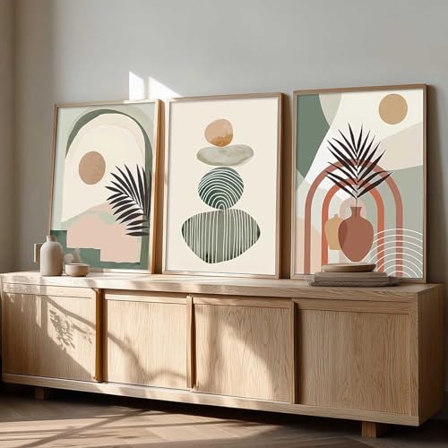 Image of Kalit Kala Decor Home Decor Boho Painting Decorative Wall Art poster With Frame For Living Room Bed Room Hotel Wall Decor Digital Reprint Set of 3 (19X25 inch)