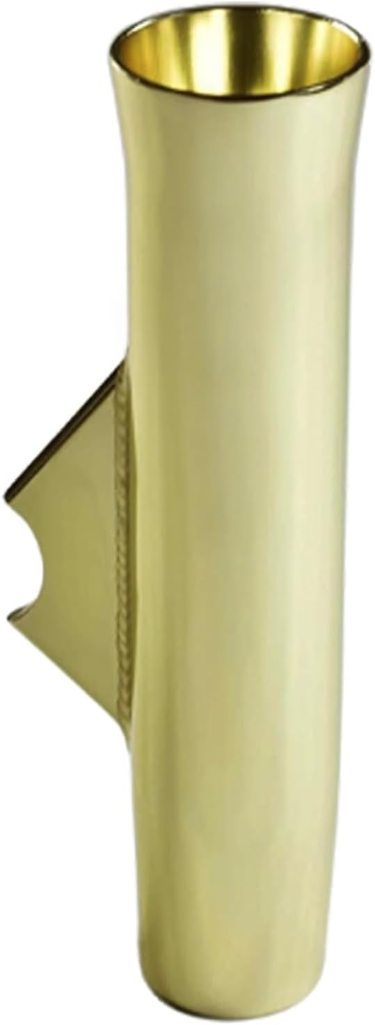 MARINE CITY Aluminum Flared Weld-On Fishing Rod Holder with White Vinyl Insert Gold Powder Coated Ideal for Marines, Boats, Ships, Yachts