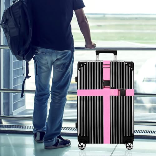 Image of Luggage Straps for Suitcases TSA Approved-2 Pack Bright Personalized Luggage Belt Strap for Suitcase /Carry On Bag Luggage Accessories for Travel (Pink)